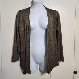 Size 2 Large Chico's Travelers Dark Gold Slinky Long Sleeve Textured Cardigan